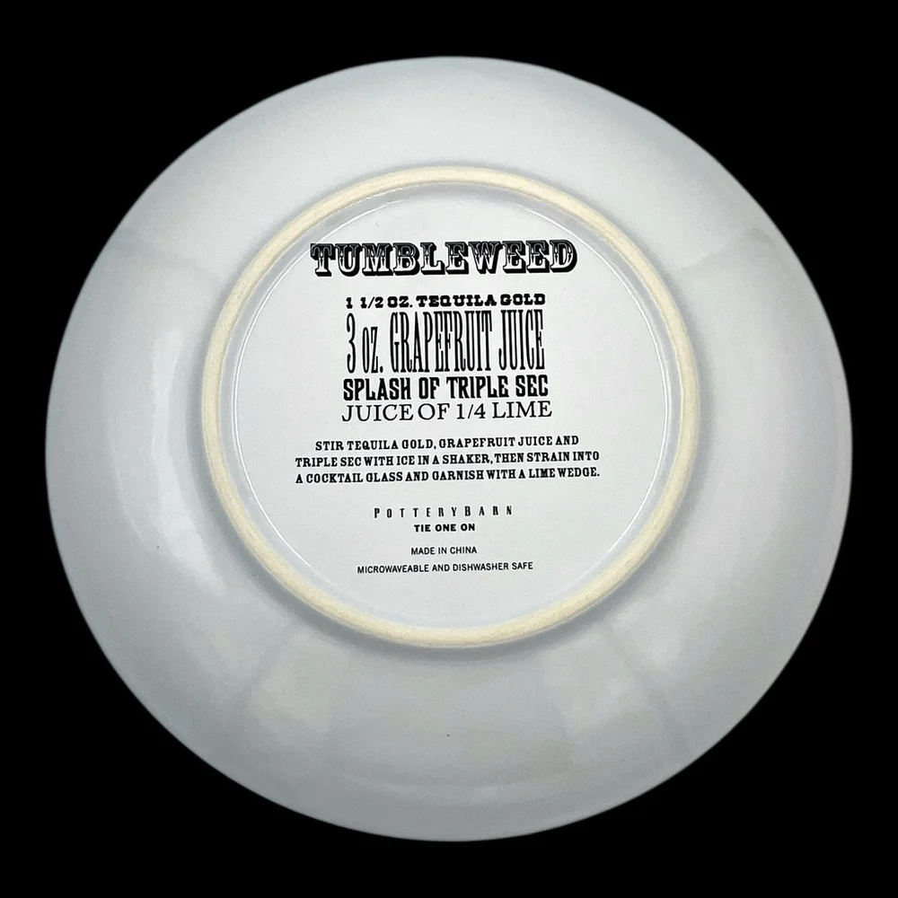 Set 4 Pottery Barn Tie One On Cocktail Appetizer Plates Rodeo Whimsical Cowboy